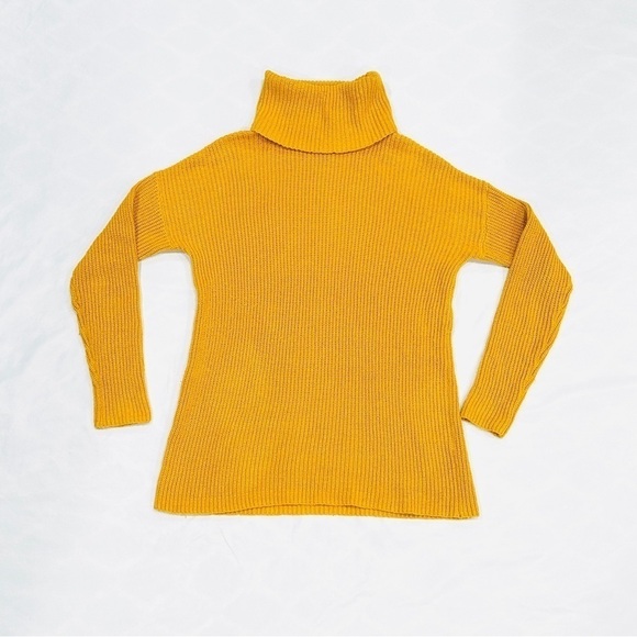 Halogen Mustard Yellow Chunky Turtleneck Sweater - Picture 1 of 8